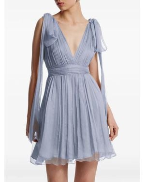 Framboise Vestido Con Lazo Y Cuello En V - Azul
