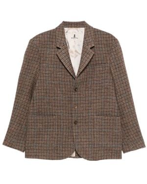 Barena Checked Three-button Blazer - ブラウン