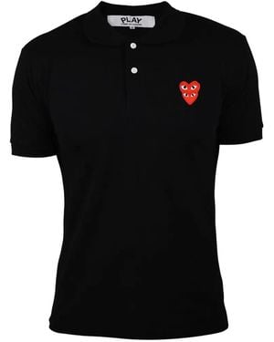 Comme des Garçons Heart-Embroidery Polo Shirt - Black