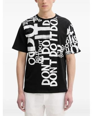 Desigual Word-Print T-Shirt - Black
