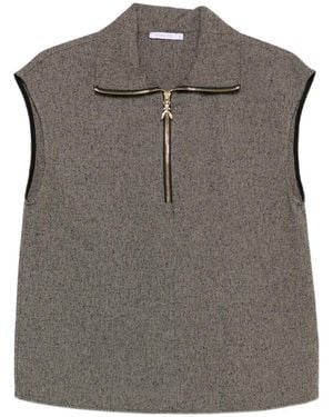 Patrizia Pepe Bouclé Zip-Up Vest - Gray