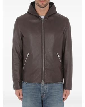 Dondup Hooded Leather Jacket - Gray