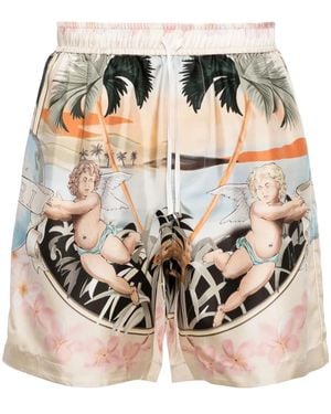 Amiri Neutral Cherub Silk Shorts - Natural