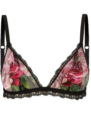 Dolce & Gabbana ローズプリント ブラ - レッド