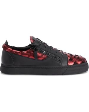 Giuseppe Zanotti Frankie Double-Zip Low-Top Trainers - Red