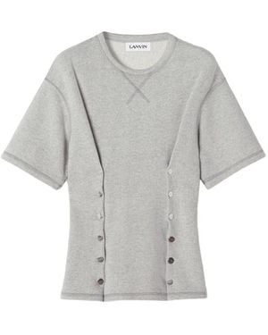 Lanvin Button-Detailed Short-Sleeve Top - Gray