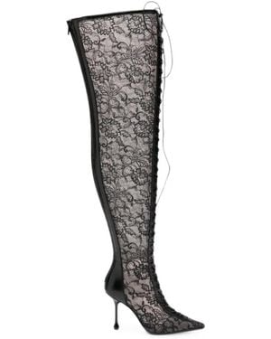Jimmy Choo Scarlett Lace-Up Over-The-Knee Boots - Black