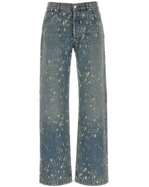 McQueen Distressed Five-Pocket Jeans - Blue