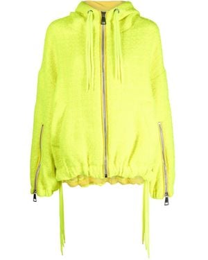 Khrisjoy Tweed Drawstring Hood Jacket - Yellow