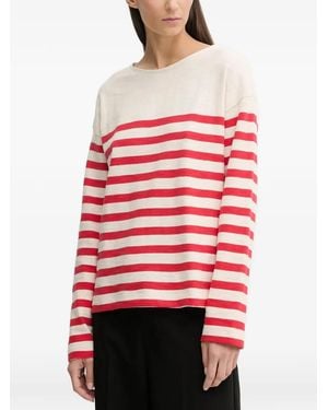Marc O' Polo Striped Long-Sleeved Sweater - Red