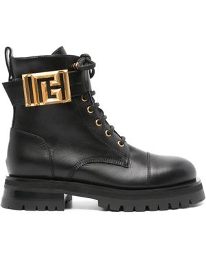 Balmain Buckled-Ankle Leather Boots - Black