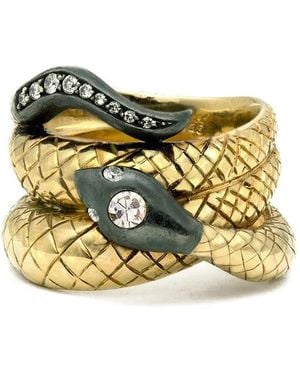 Sorellina Anillo Con Diseño De Serpiente Y Diamantes - Metálico