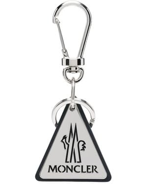 Moncler Logo-Engraved Leather Keyring - White