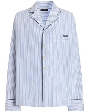 Dolce & Gabbana Striped Piped Shirt - Blue