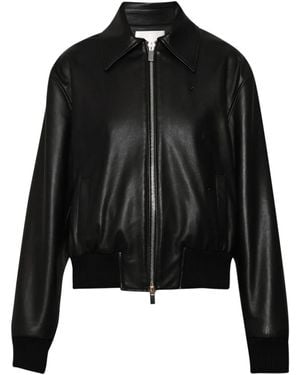 Christopher Esber Leather Bomber Jacket - Black
