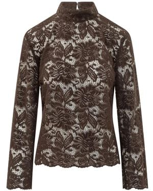 LE SULLY STUDIO Bluse Aus Blumenspitze - Braun
