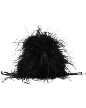Yves Salomon Feather Clutch Bag - Black