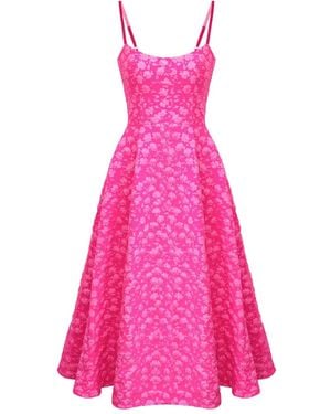 POST MERIDIEM Jacquard Corset Midi Dress - Pink