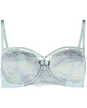 Marlies Dekkers Floral-Lace Padded Balcony Bra - Blue