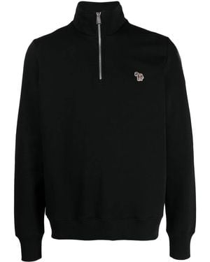 Paul Smith Logo-Embroidered Funnel Neck Sweatshirt - Black