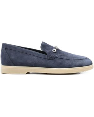 Stefano Ricci Chain-Detail Suede Loafers - Blue