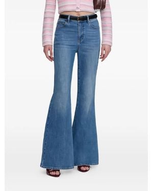 Self-Portrait Ausgestellte High-Waist-Jeans - Blau