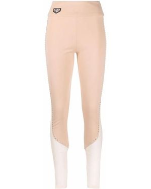 Philipp Plein Stud-Detail Sheer-Paneling Leggings - Natural