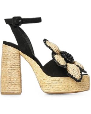 Paloma Barceló Flower-Appliqué Sandals - Black
