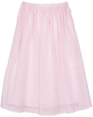 Cecilie Bahnsen Embroidered Midi-Length Skirt With Drawstring Waist - Pink