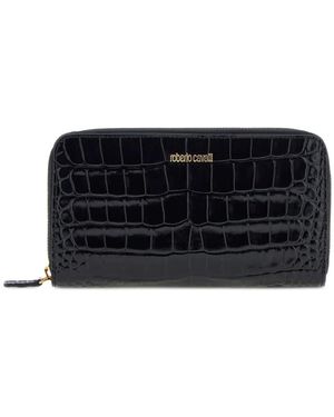 Roberto Cavalli Portemonnaie Mit Kroko-Optik - Schwarz