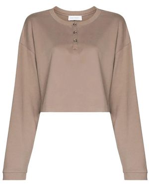 NINETY PERCENT Cropped Crew Neck Sweatshirt - Natural