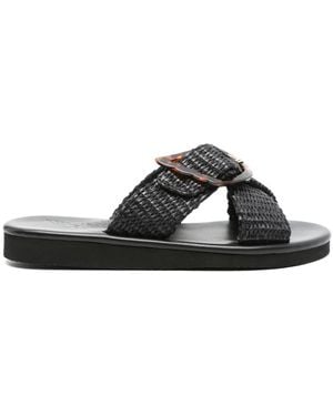 Ancient Greek Sandals Thais Rieten Slippers - Zwart