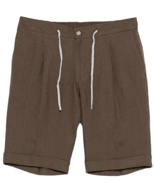 Barba Napoli Drawstring-Waist Pleated Shorts - Grey