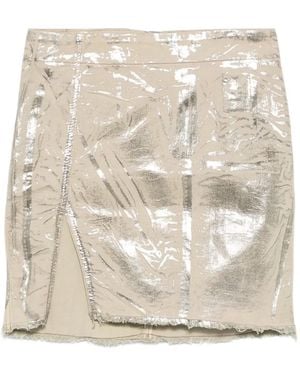 Rick Owens Metallic Mini-Rok Met Franje - Naturel