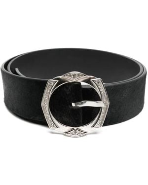 Madison Maison Crystal-Embellished Leather Belt - Black