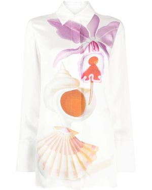Loewe Maruja Mallo-Print Silk-Satin Shirt - Pink