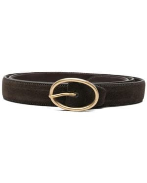 Alberto Luti Suede Oval-Buckle Belt - White