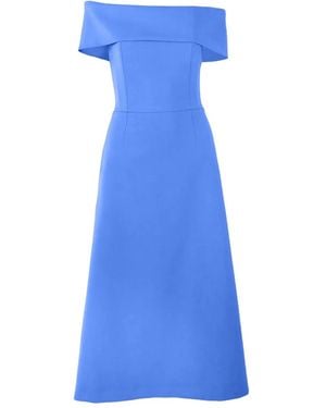 Carolina Herrera Off-Shoulder A-Line Midi Dress - Blue