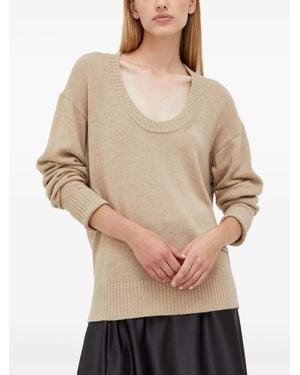 Trussardi Geribbelde Trui Met U-Hals - Naturel