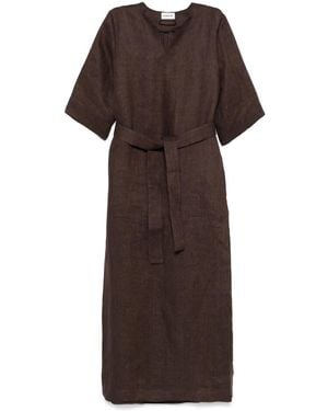 P.A.R.O.S.H. Linen Maxi Dress - Brown