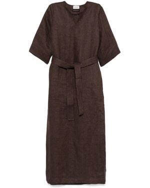 P.A.R.O.S.H. Linen Maxi Dress - Brown
