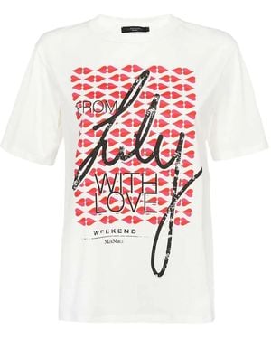 Weekend by Maxmara Heart-Print Cotton T-Shirt - White