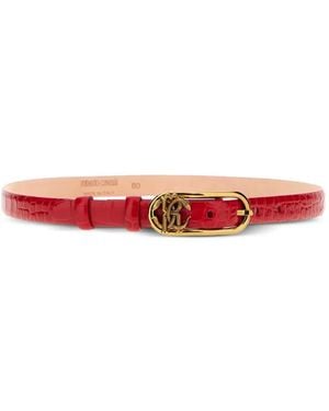 Roberto Cavalli Crocodile-Effect Rc Monogram Belt - Red