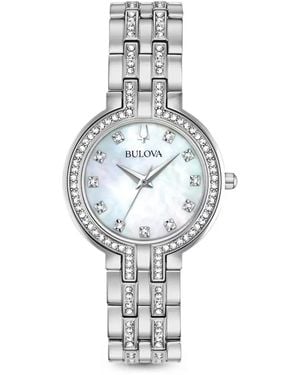 Bulova Crystal-Embellished 32Mm Watch Set - White