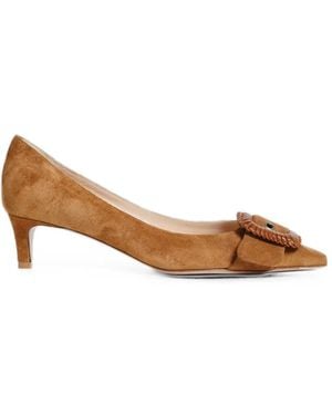 Roberto Festa Sirio Braided-Buckle Suede Heeled Court Shoes - Brown