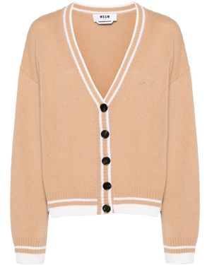 MSGM ロゴ カーディガン - ナチュラル