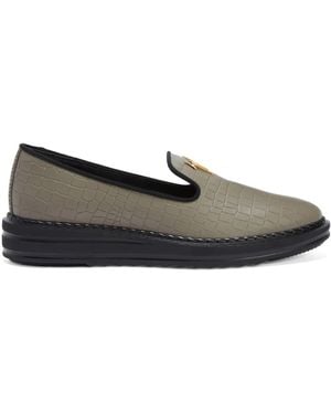 Giuseppe Zanotti Tim Logo-Lettering Loafers - Grey