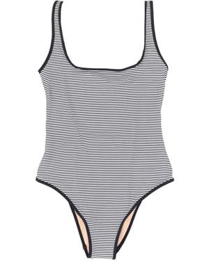 Lido Gestreept Badpak Met Vierkante Hals - Grijs