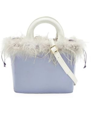 STAUD Nic Feather-Embellished Tote Bag - Blue