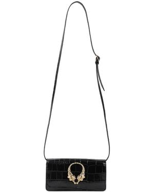 Roberto Cavalli Roar Tiger Detail Leather Shoulder Bag - White